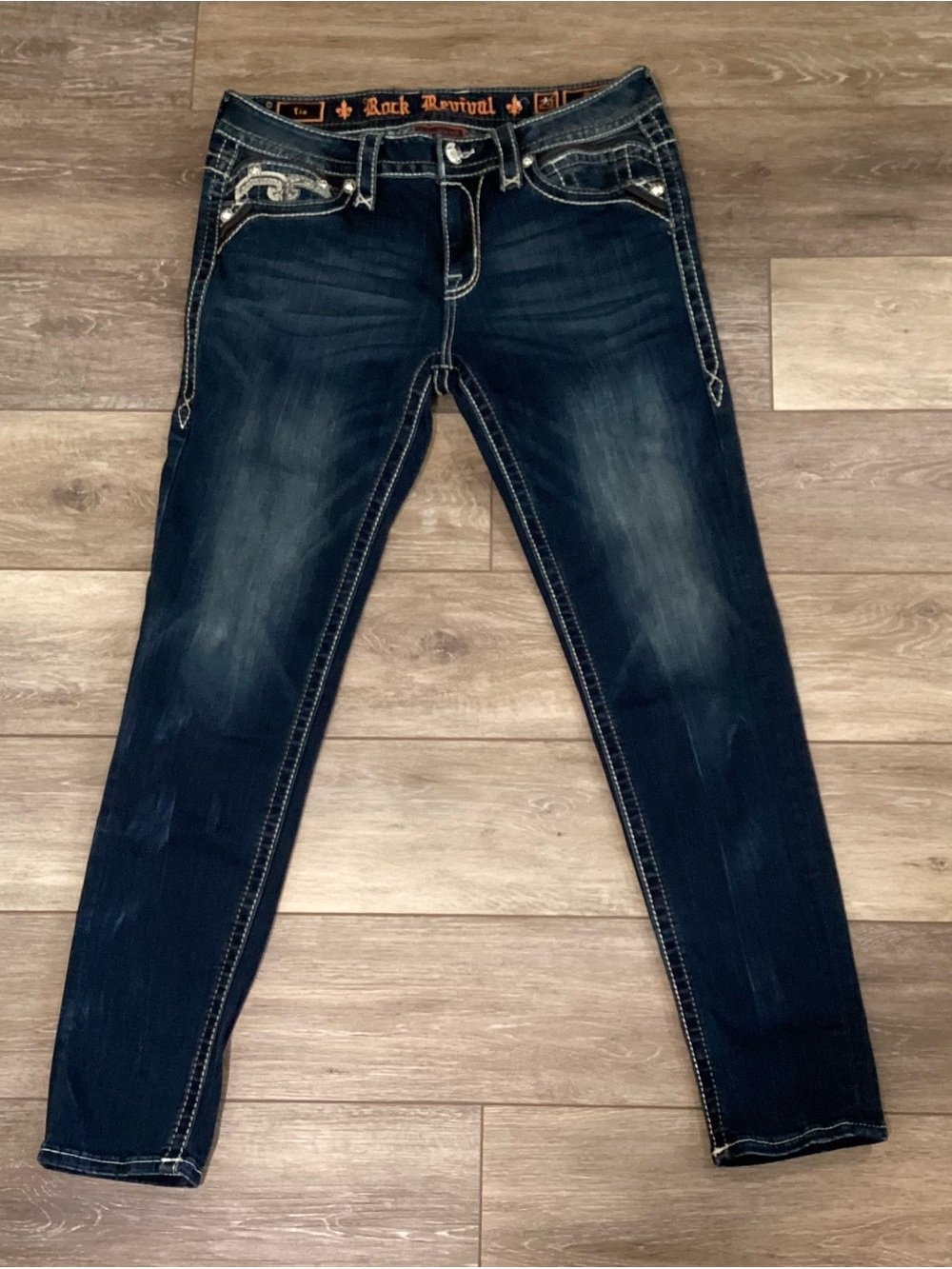 Rock Revival “Tia” Dark Blue Mid-rise Denim Jeans - Picture 2 of 9